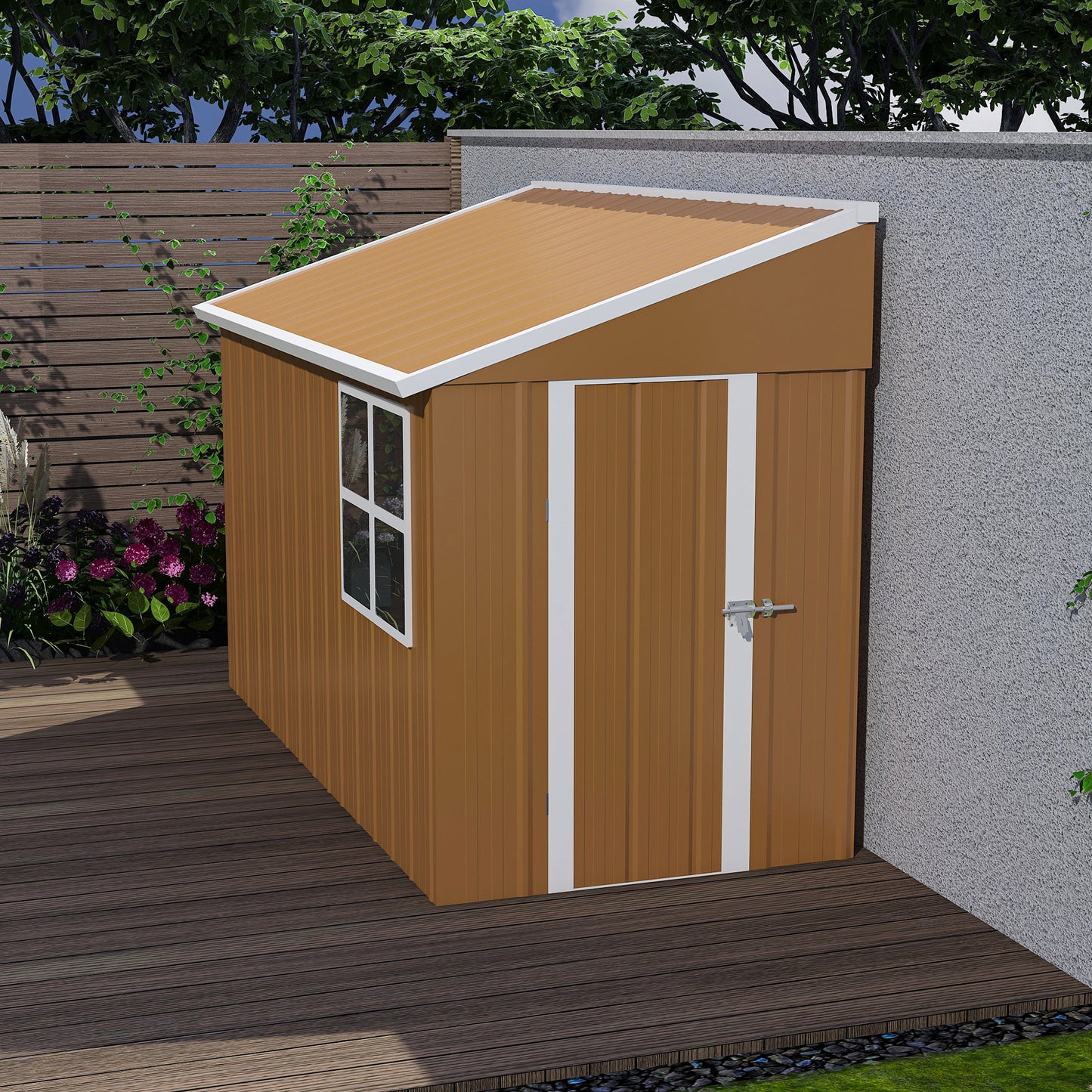8x4 FT Heavy-Duty Metal Storage Shed With Single Hinged Door  Windows & Ventilation - Weatherproof Outdoor Garden Shed For Backyard  Lawn And Tool Organization