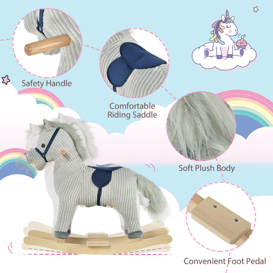 Kids Rocking Horse Plush Ride On Horse Toddle Rocker For 36-72 Months