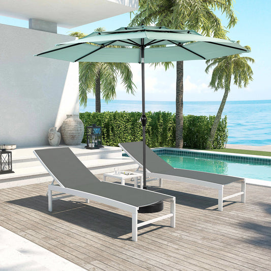 Aluminium 10ft 3 Tier Auto-tilt Umbrella ,Outdoor Patio Umbrella - Market Table Pool Deck Umbrella Base Not Included   Light Green