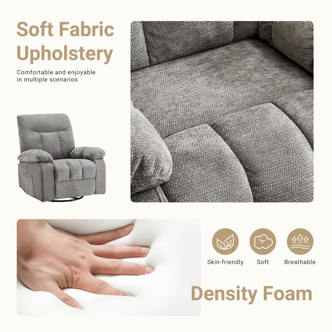 Rocking Chair And Lounge Chair, Rotating Lounge Chair With Vibration Massage And Lumbar Heating