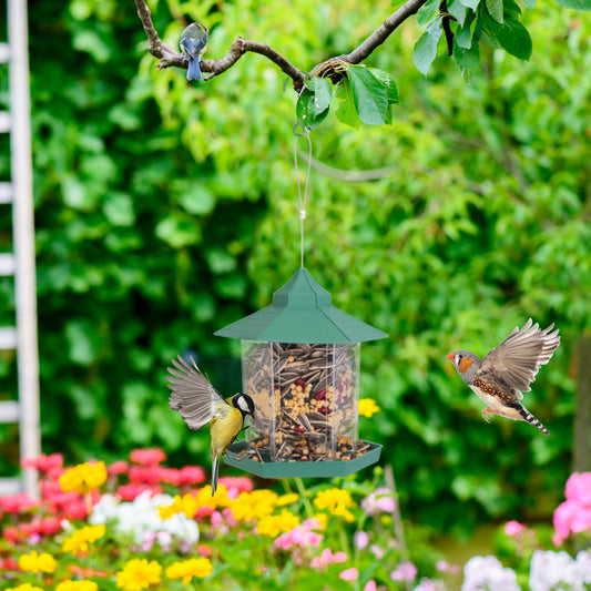 1Pc Hanging Gazebo Wild Bird Feeder Outdoor Bird Seed Station With Large Capacity 6 Feeder Interface For Garden Patio Park Weatherproof Easy To Refill