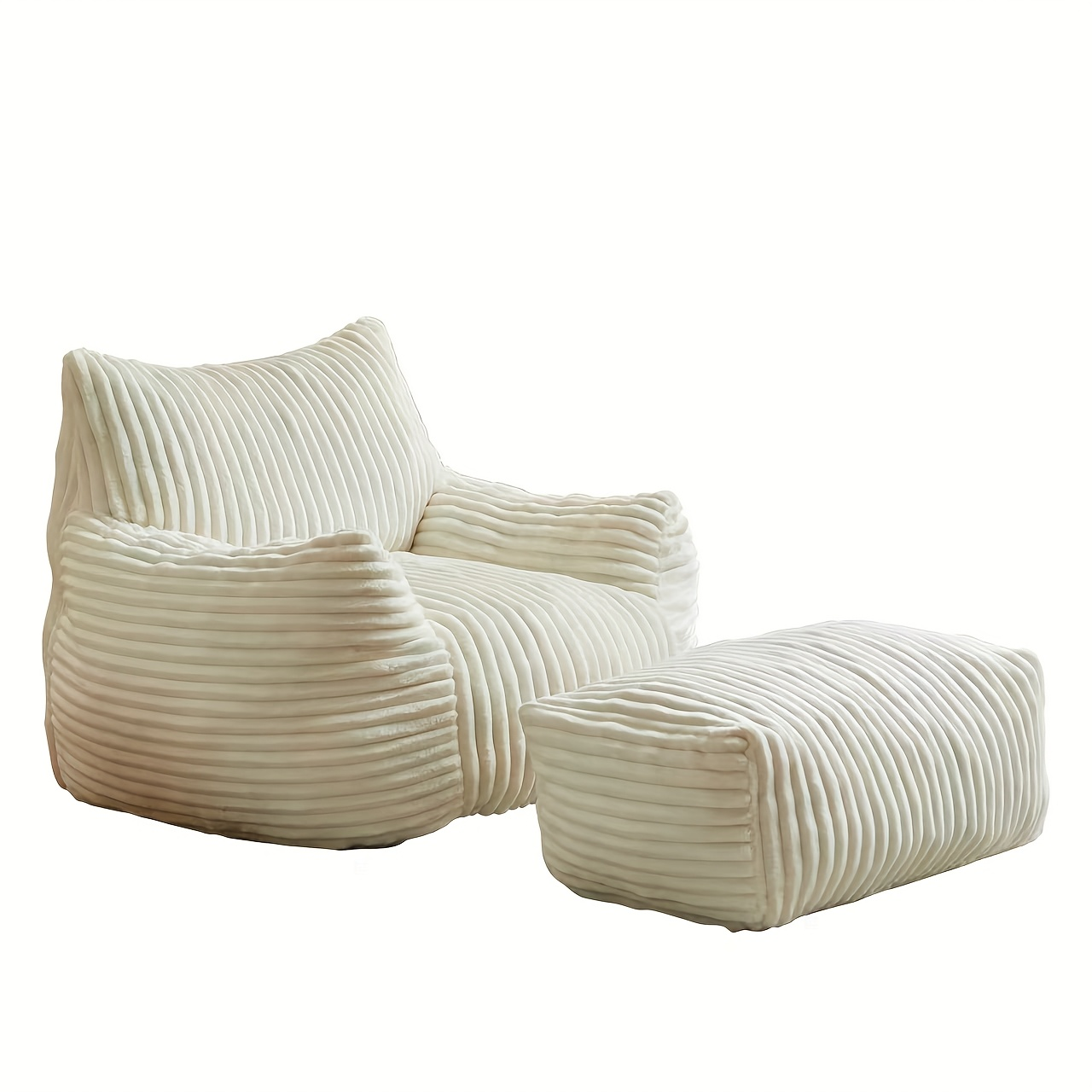 HZ55PMJT-MIBAI1 Suede Sofa Chair With Ottoman - 5-Zone Support & Compact Boxed Delivery