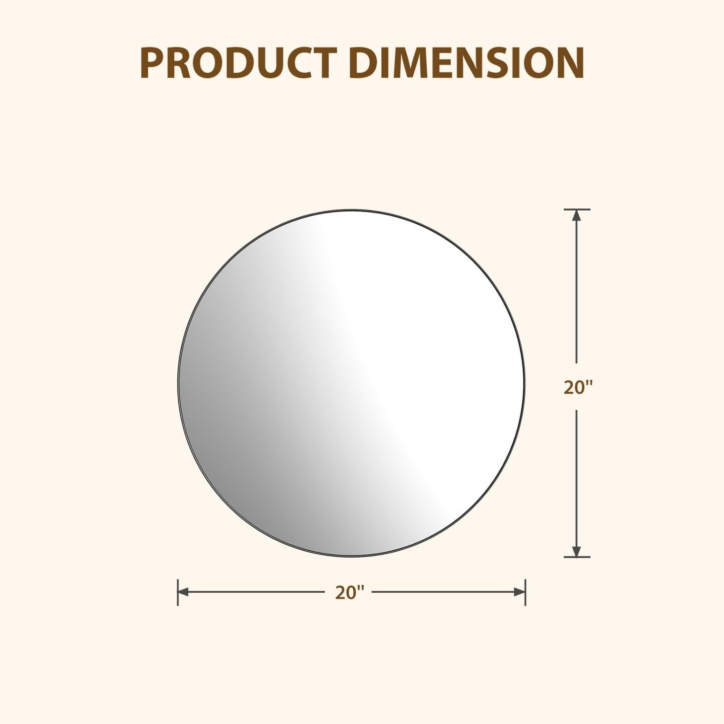 Round Wall Mirror With Metal Frame, Bathroom Round Wall Mirror