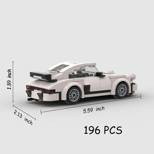 196PCS Retro Style Sports Car Building Blocks, White Classic Race Car Toy For Kids And Adults Gift