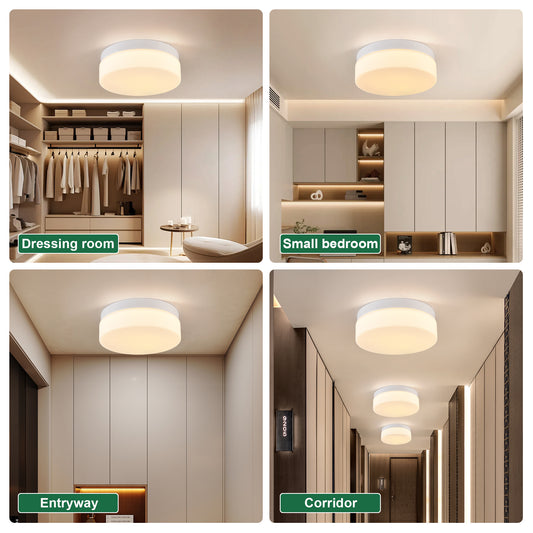 1 PACK LED Flush Mount Ceiling Light Fixture, Modern Kitchen Recessed Ceiling Lamp 24W 12 Inch Closet Round Surface For Bathroom Laundry Bedroom Hallway White