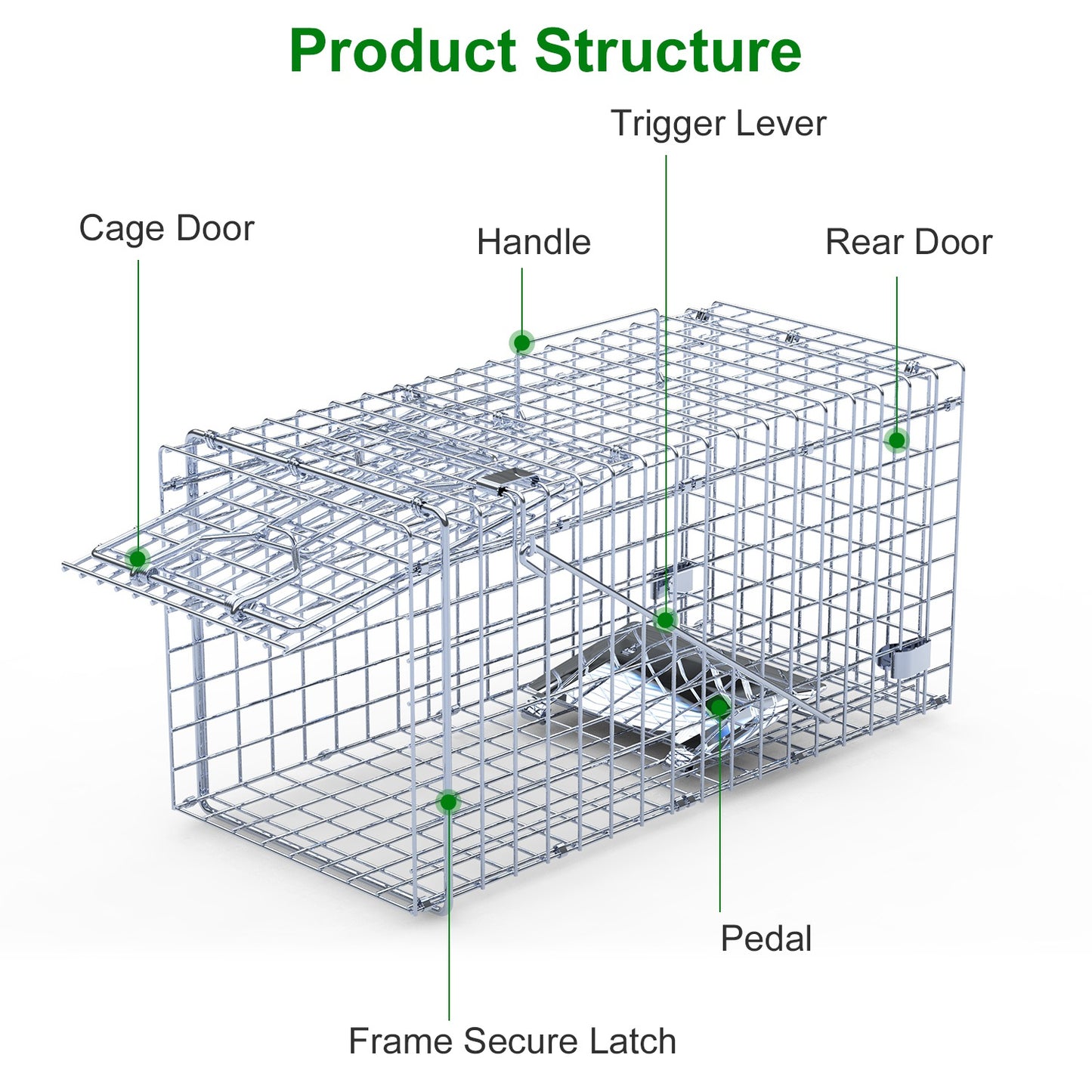 2Pcs 18x8x10In Humane Single Door Live Animal Trap For Spring Summer Collapsible Galvanized Iron Animal Cage Catch And Release For Small Squirrel Raccoon Feral Cat Weasel Armadillo Opossum