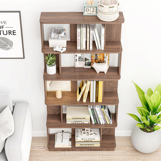31.5L X 64.56H Free Combination Bookshelf Modern 5-Tier Open Storage Bookcase MDF Wood Display Shelving For Living Room Home Office Bedroom Decor Organizer, Media Storage Shelves