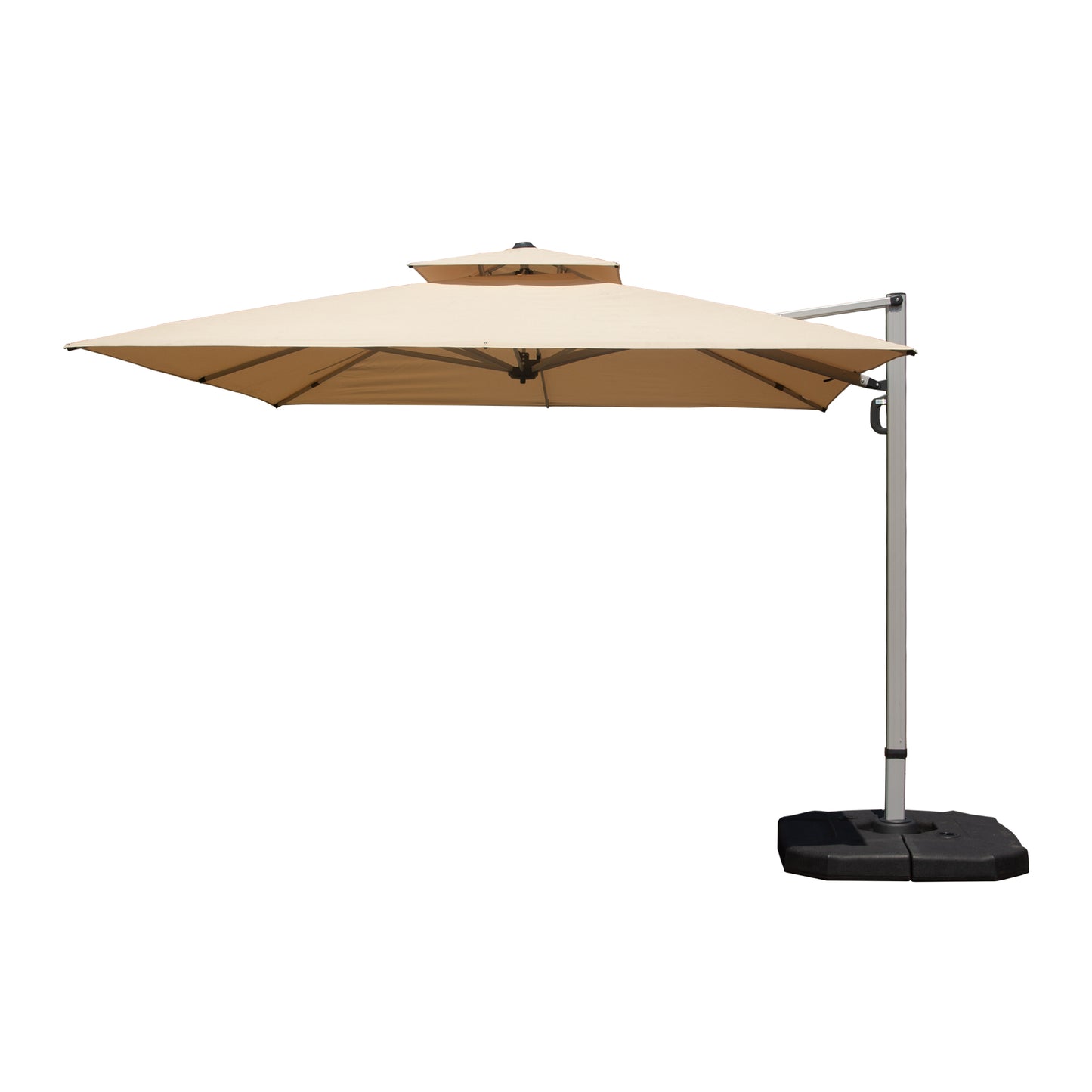 10 X10  Square Cantilever Umbrella With Center Pole, Beige  Base Not Included