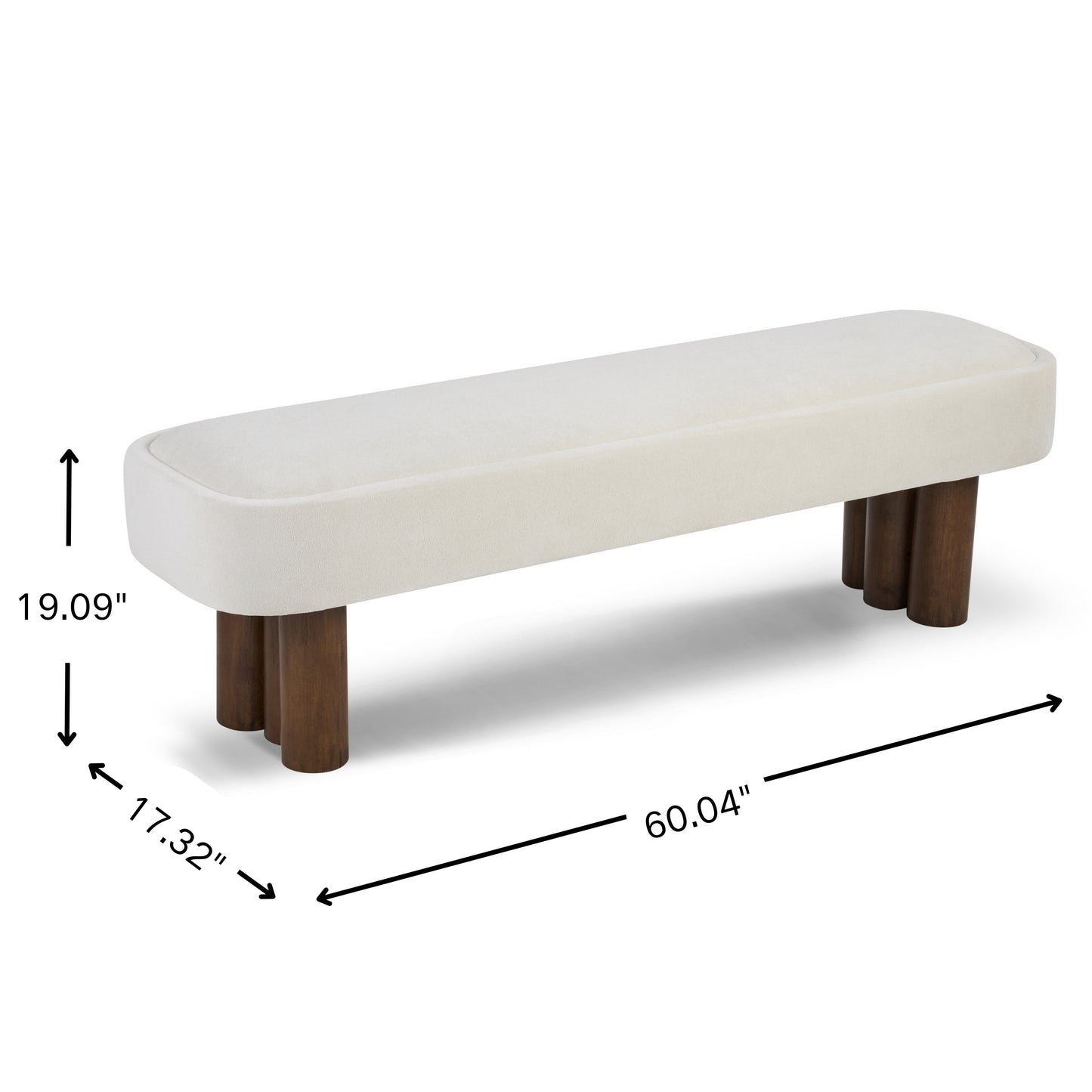 Indoor Beige Fabric Dining Bench With Walnut Color Legs, 60.04 L Upholstered Seating For Kitchen, Dining Room And Living Space,250lbs Capacity
