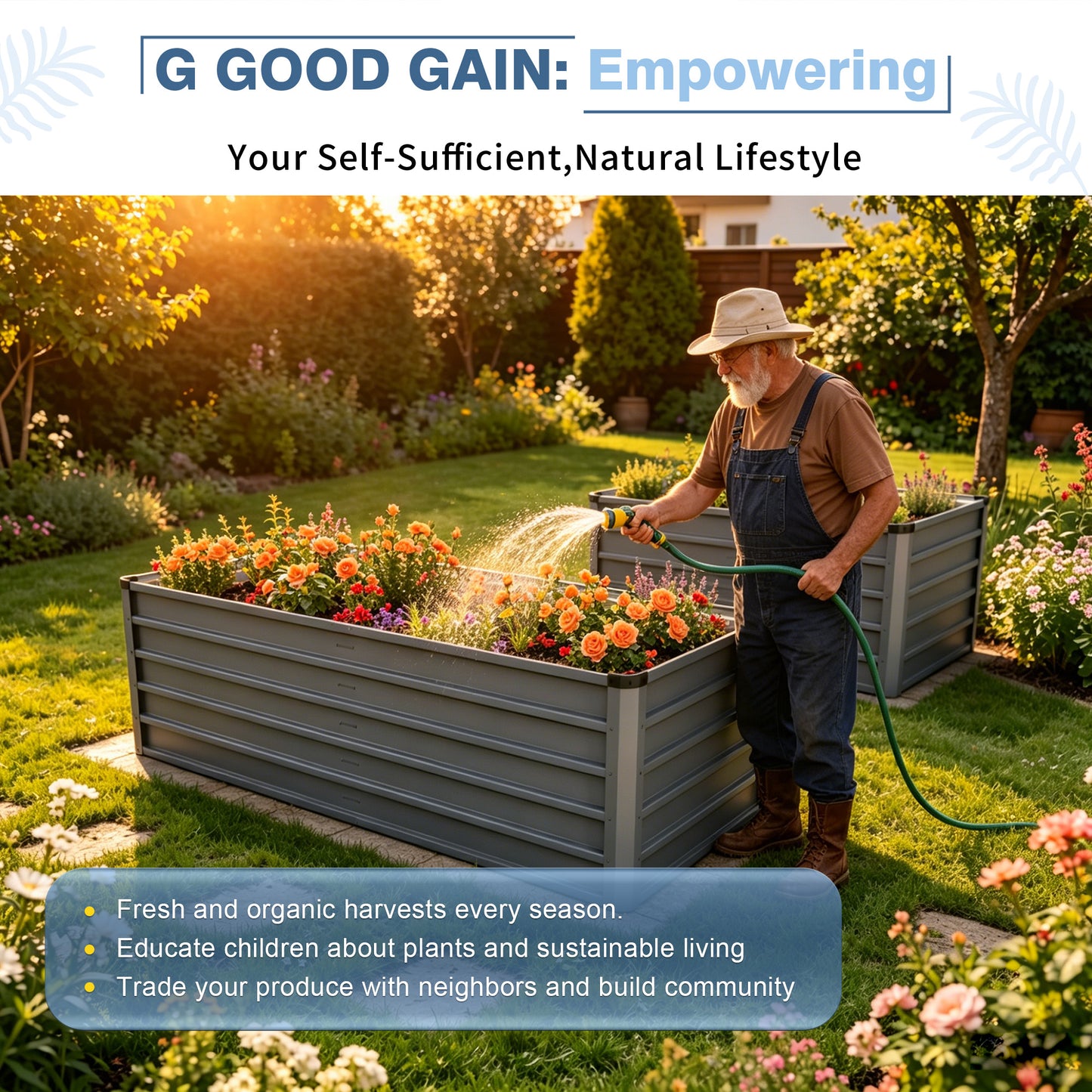 6x3x2ft Large Raised Garden Bed, Gray Rectangular Galvanized Metal Outdoor Planter With 269 Gallon Capacity And Deep Root Design, Ideal For Growing Vegetables, Flowers And Herbs