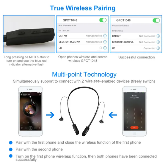 Wireless Neckband Sweatproof Sports Earphones