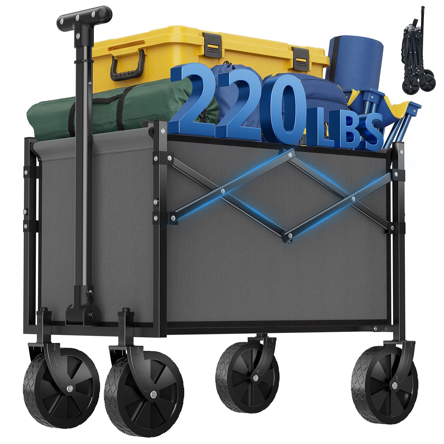 Foldable Trolley, Equipped With Wheels, With A Load Capacity Of 220 Pounds, A Sturdy And Durable Mini Foldable Portable Van With Adjustable Handles