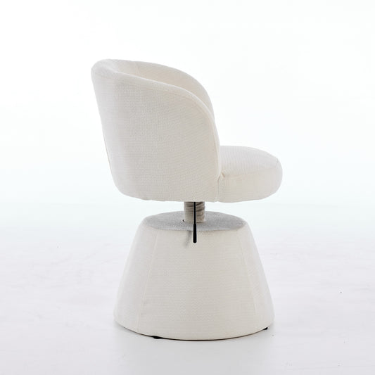 Adjustable Height 360 Swivel Bar Stool, Modern Chenille Upholstered Round Dining Chair, Ergonomic Accent Vanity Chair For Bedroom,Kitchen Island & Pub, Single Pack, Cream & Beige Color,SW1878BG
