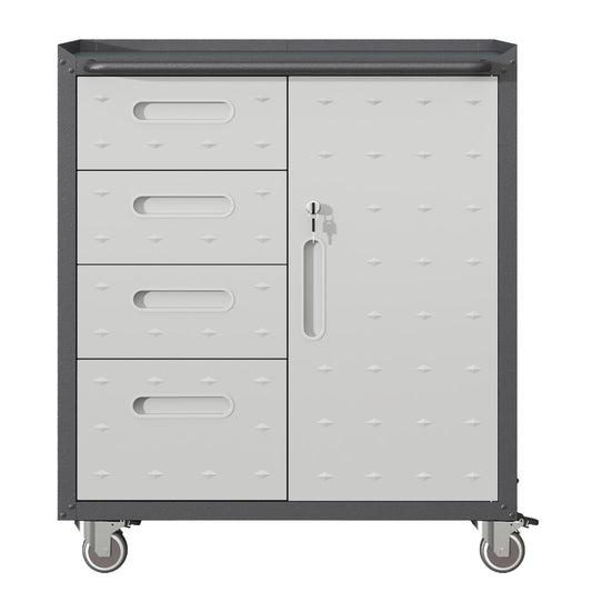 Sturdy Metal Tool Storage Cabinet With Wheels - Tool Storage Cabinet For Garage, Office, And Home Organizer Solutions, Black Gray