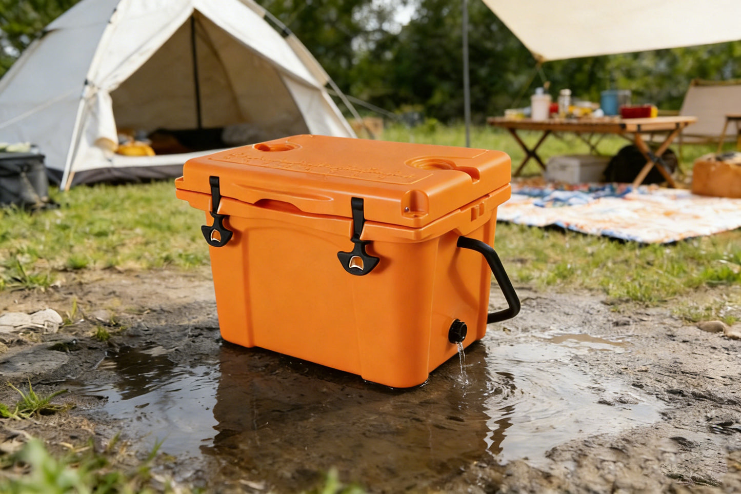 25QT Portable Cooler, Insulated Hard Cooler With Bottle Opener, Cup Holder, Forming Ruler, Travel, Beach, Camping, Fishing