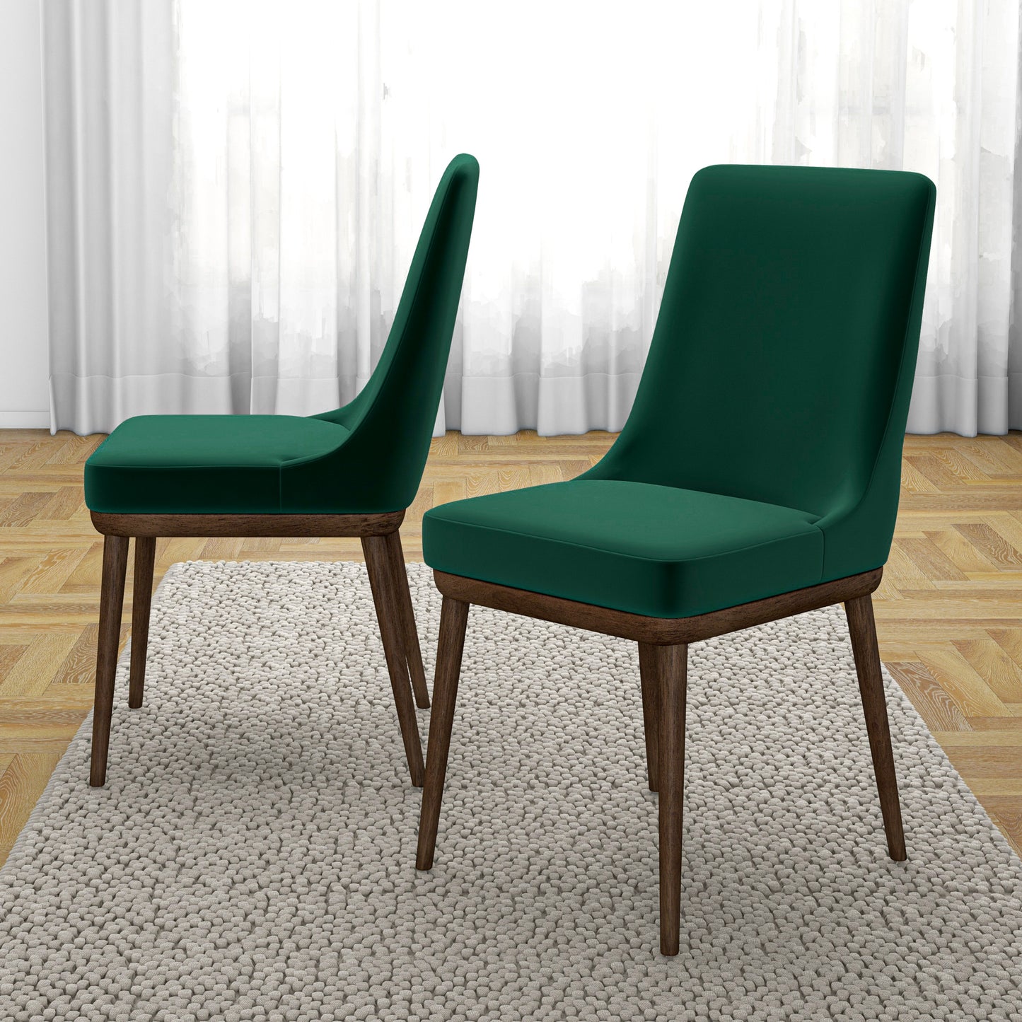 Fast Delivery Kate Mid-Century Modern Dining Chair   Set Of 2   With Velvet Upholstery And Solid Wood Structure For Living Room Bedroom Outdoor Lounge