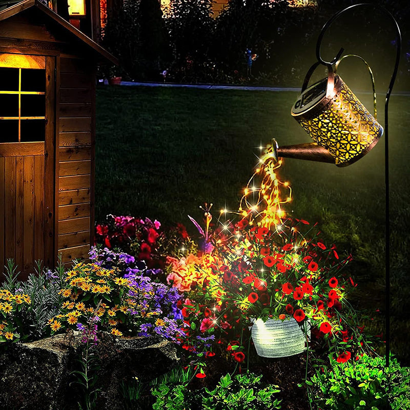2PCS LED Watering Can Solar Light Strings, Solar Lights Outdoor Decorative Lamp, Solar Lantern Outd