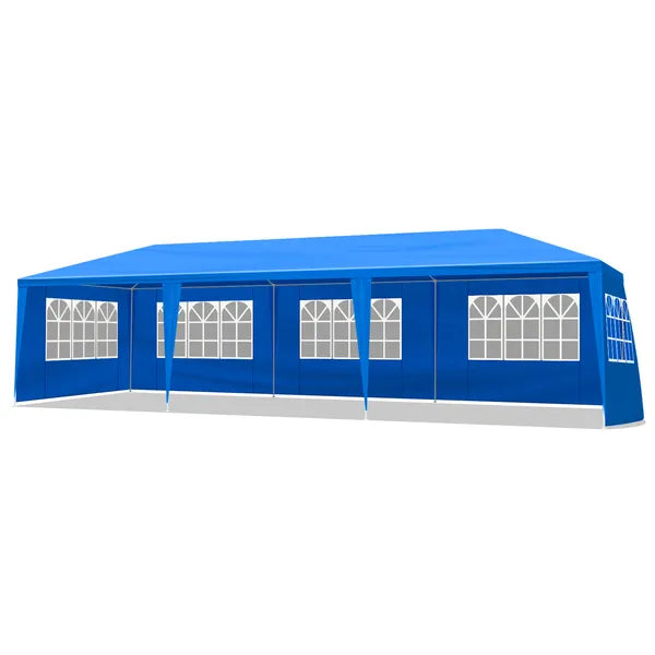 10'x30' Outdoor Party Tent With 8 Removable Sidewalls, Waterproof Canopy Patio Wedding Gazebo, Blue