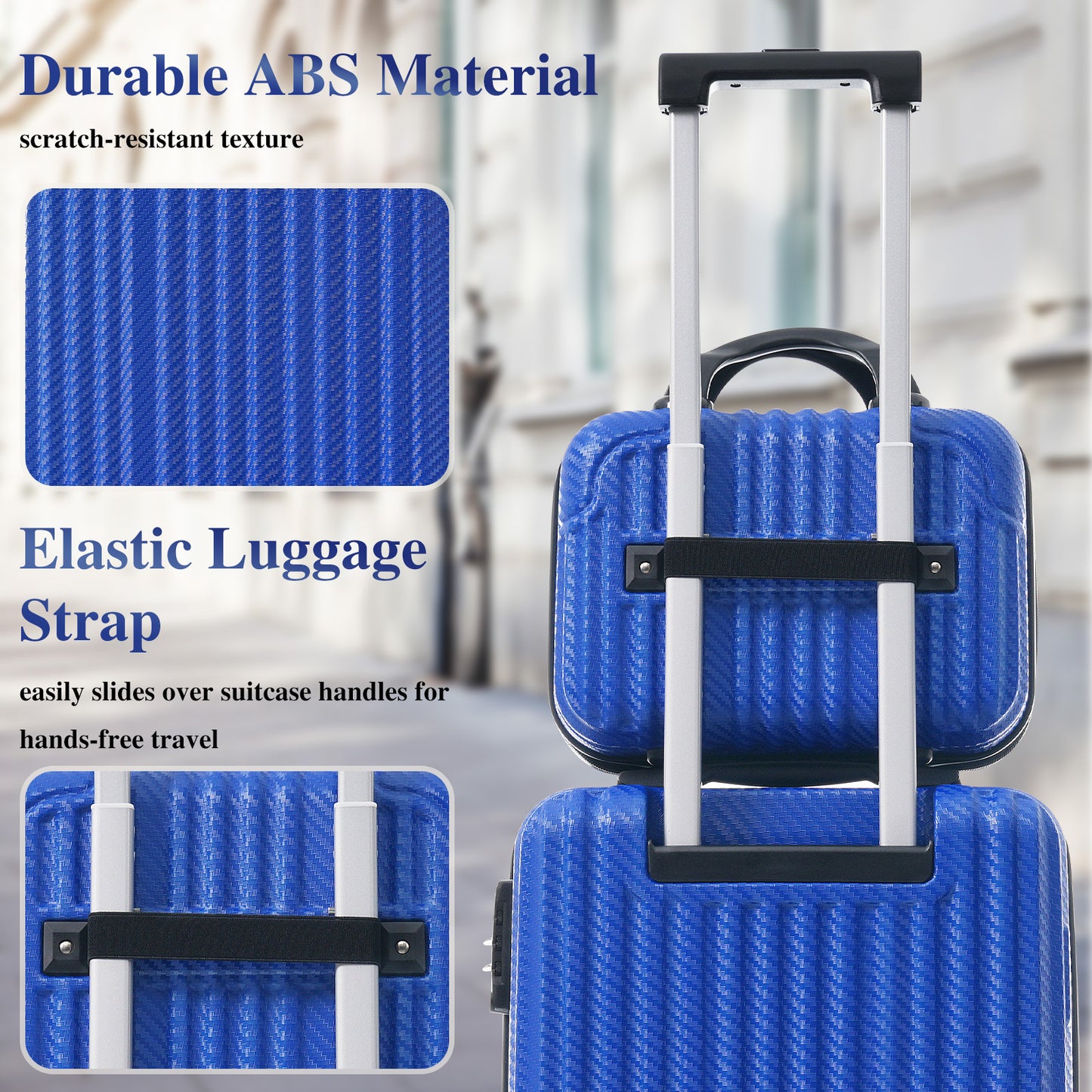6-Piece Luggage Set, Durable Hardshell ABS Suitcase With Spinner Wheels, TSA Lock, Side Hooks, Lightweight Carry-On & Checked Luggage