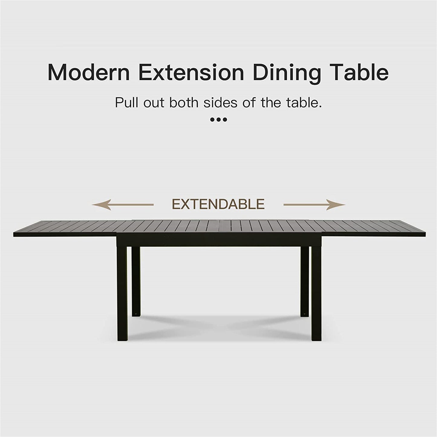 Large Extendable Patio Dining Table, Aluminum Metal Indoor Outdoor 53 - 106  Adjustable For 6-8 Person Rectangular Table For Porch Backyard Balcony Garden  Dark-Brown,1 Table
