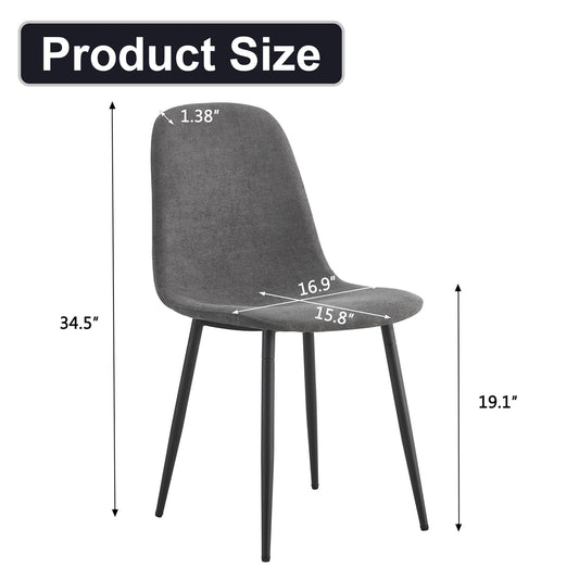 A Set Of 4 Modern Dining Chairs, Made Of Dark Gray Linen Fabric, With A Fully Assembled Backrest, Easy To Assemble, Sturdy Metal Legs, And Anti Slip Feet, Suitable For Kitchens . W115164380