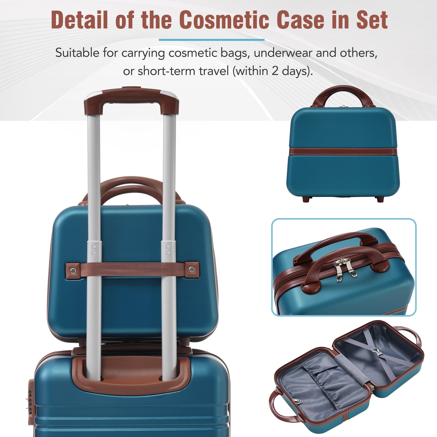 Hardshell Luggage Sets 3 Pieces 20  28  Luggages And Cosmetic Case Spinner Suitcase With TSA Lock  Lightweight,Blue