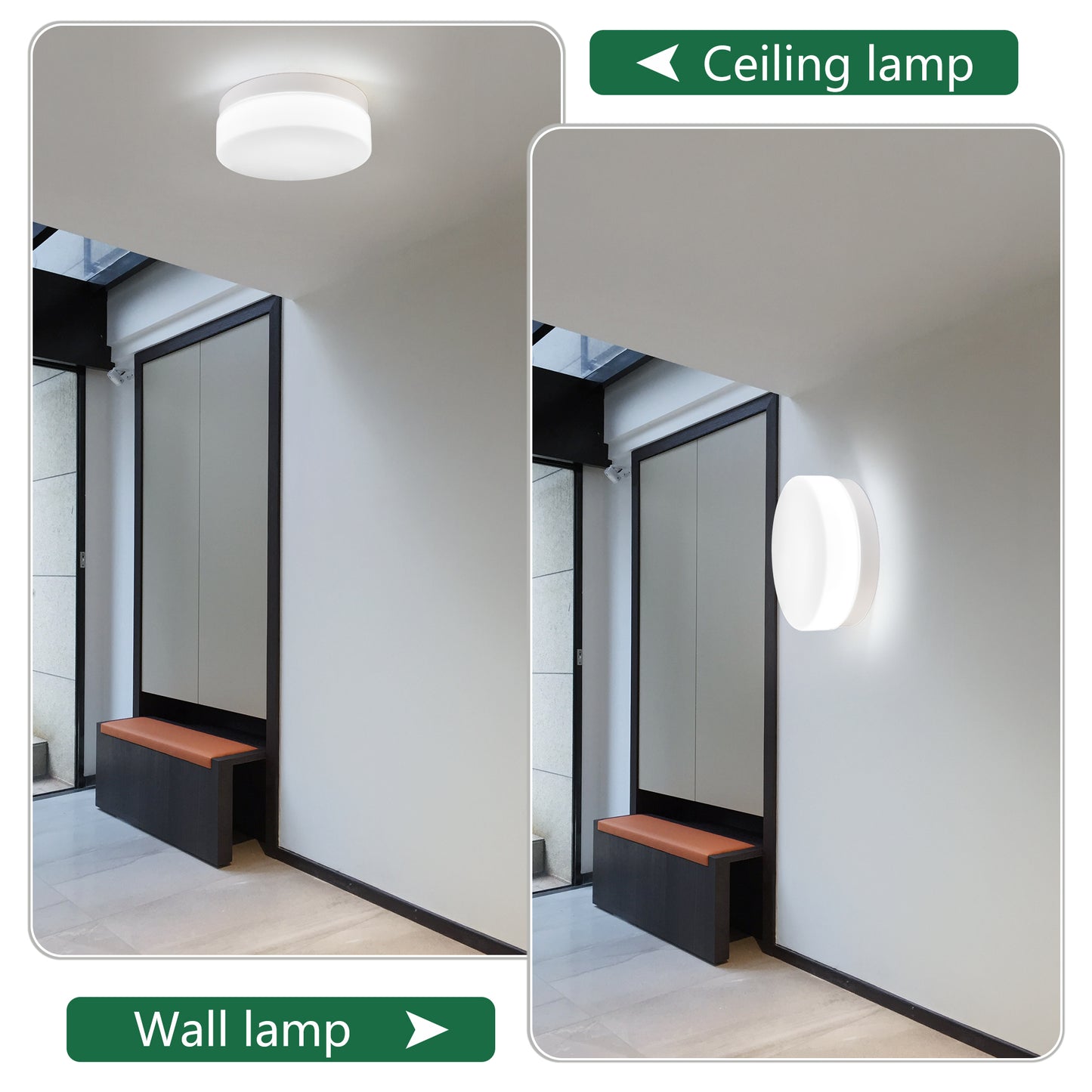 1 PACK LED Flush Mount Ceiling Light Fixture, Modern Kitchen Recessed Ceiling Lamp 24W 12 Inch Closet Round Surface For Bathroom Laundry Bedroom Hallway White