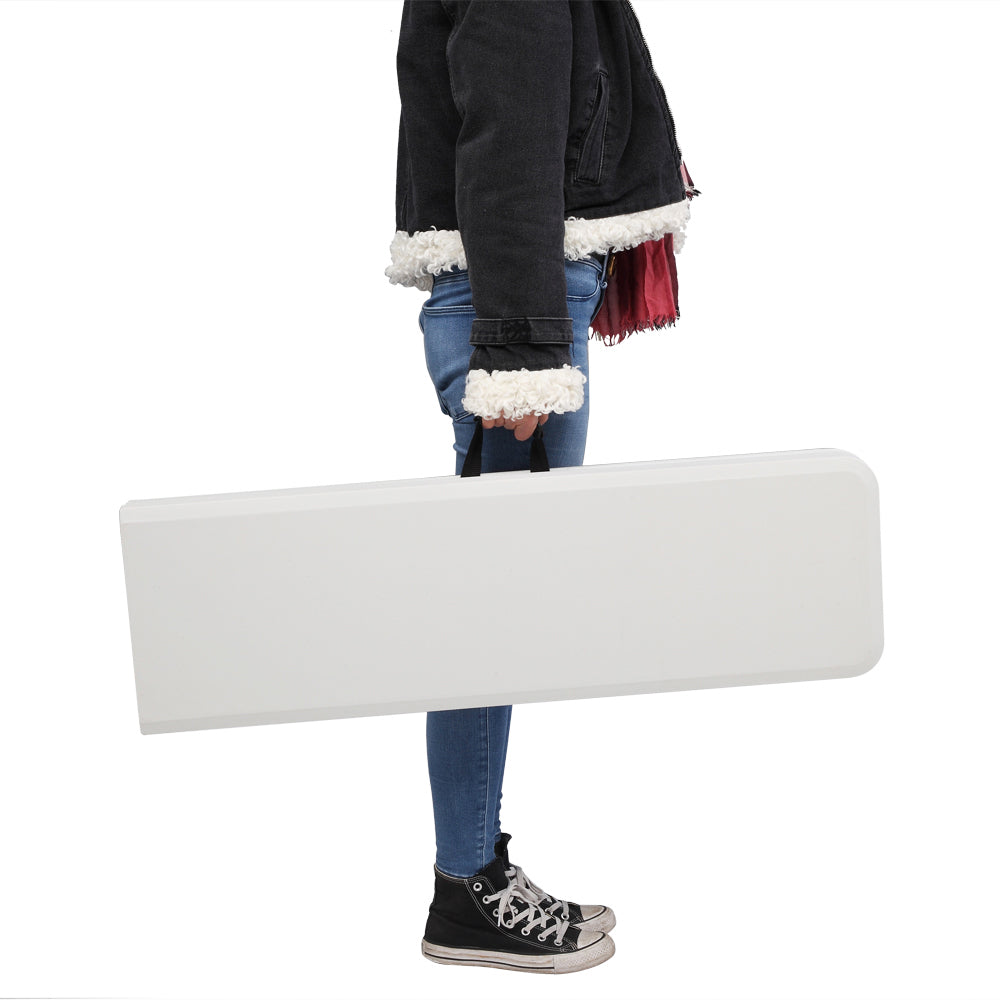 6 Foot Fold In Half,Portable Folding Bench, Powder Coated Steel Frame, Lightweight, Stain Resistant, Non Marring Foot Caps, Indoor Outdoor Portable Seating