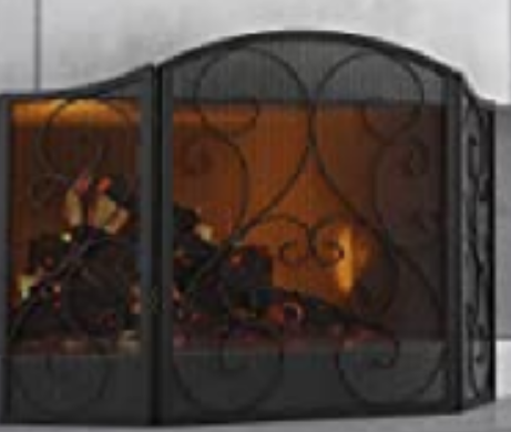 Fireplace Screen 3-panel  Protection Cover, Foldable Forged Iron Metal Door, Suitable For Living Room Home Decoration