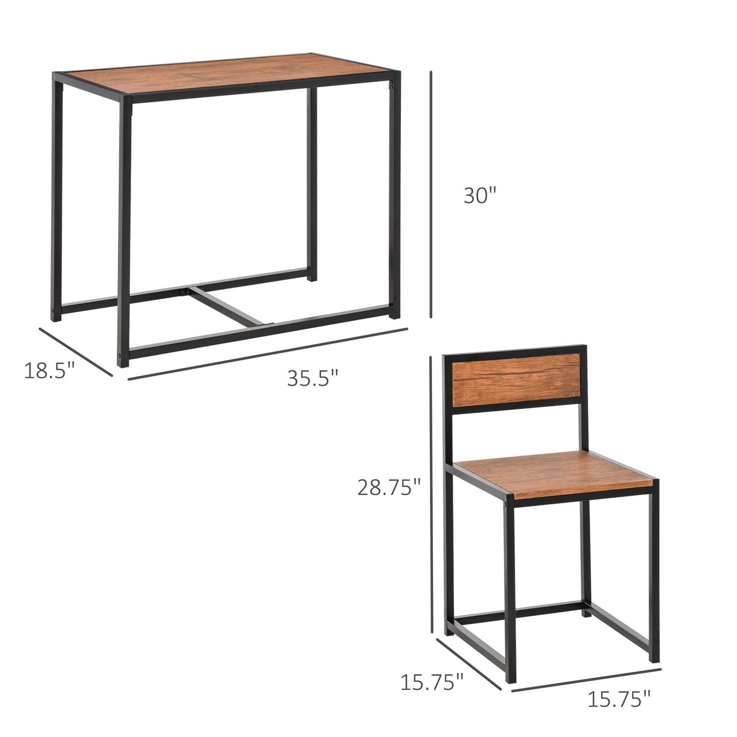 Industrial Dining Table Set For 2 Compact Kitchen Table And Chairs Rustic Brown For Small Spaces