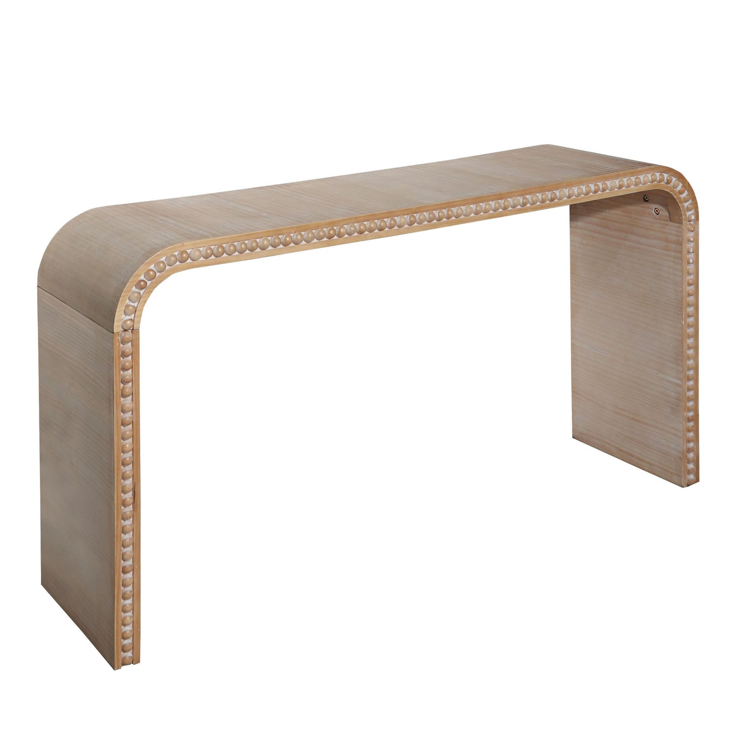 Natural Wood  Console Table, 59in Entryway Table, Curved Waterfall-style Table,Console Table With Wood Beads,Entrance Table For Entryway, Hallway, Living Room, Foyer, Corridor, Office