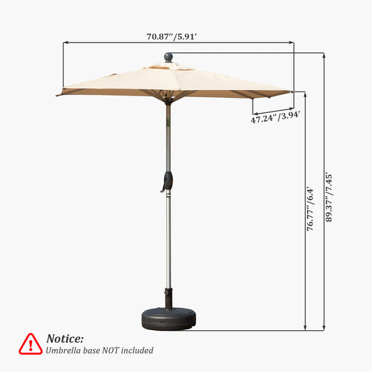 Rectangle Patio Umbrella With Crank Lift And Tilt Function, Beige   Base Not Included