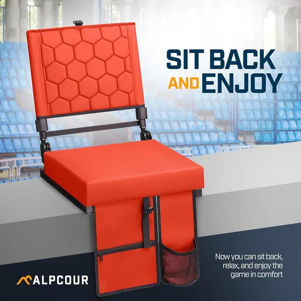 Alpcour Folding Reclining Stadium Seat With Back Support For Bleachers