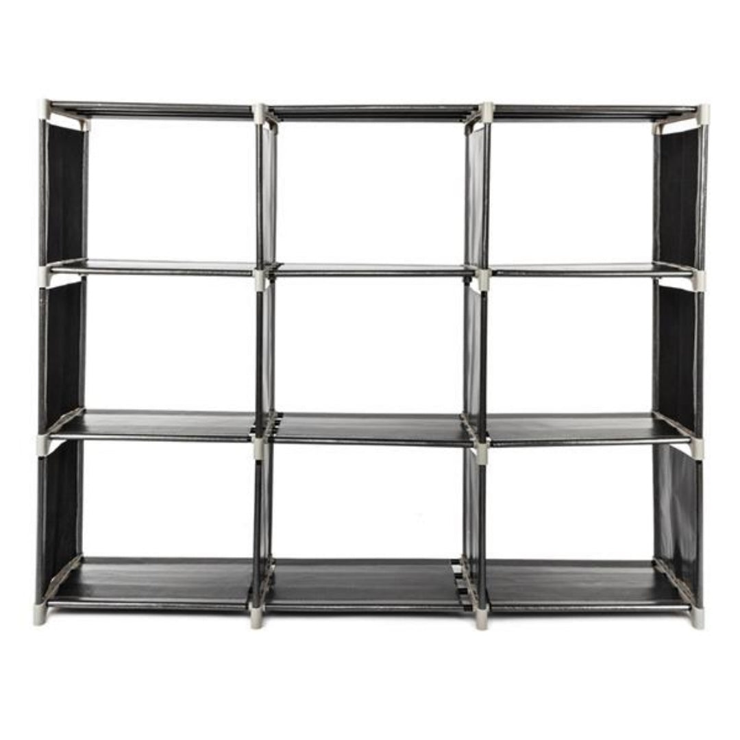 Multifunctional Assembled 3 Tiers 9 Compartments Storage Shelf Black