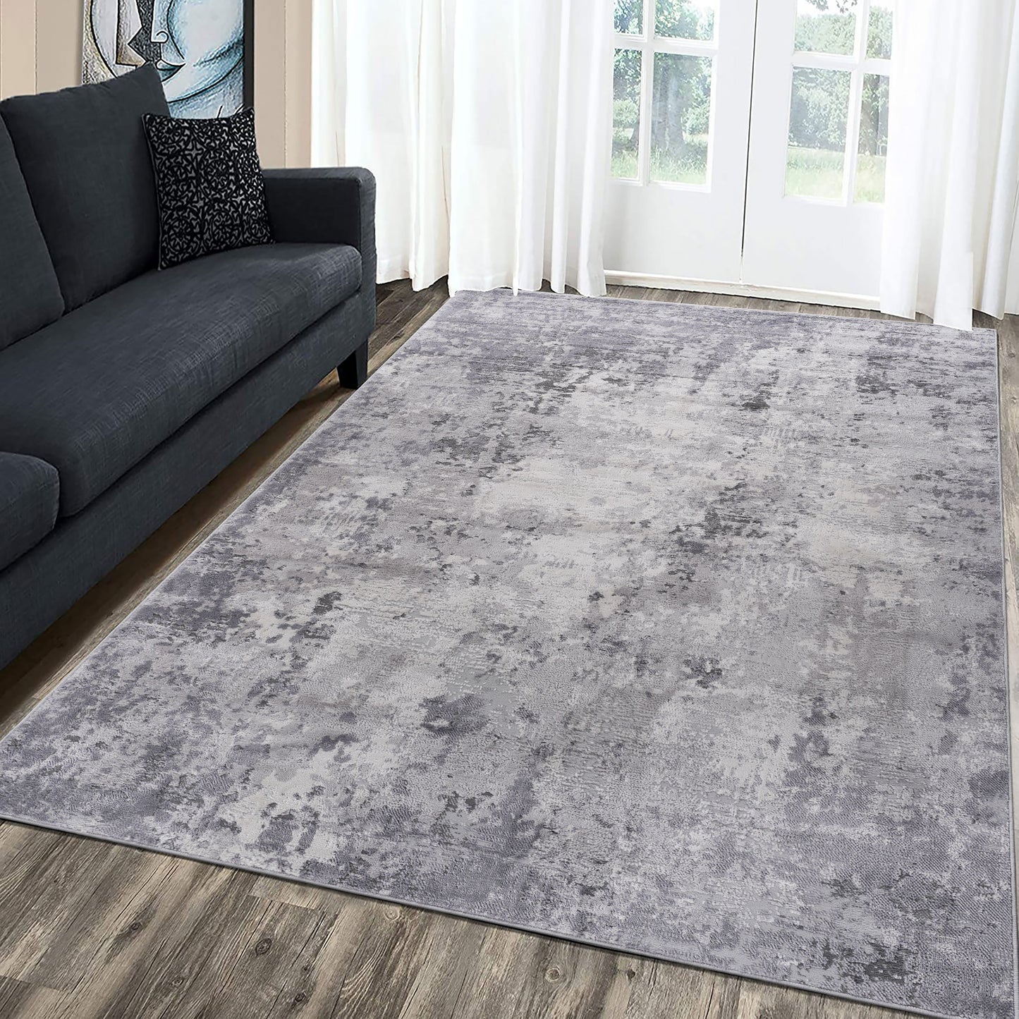 MARFI  5X7 Light Grey  Abstract Area Rug