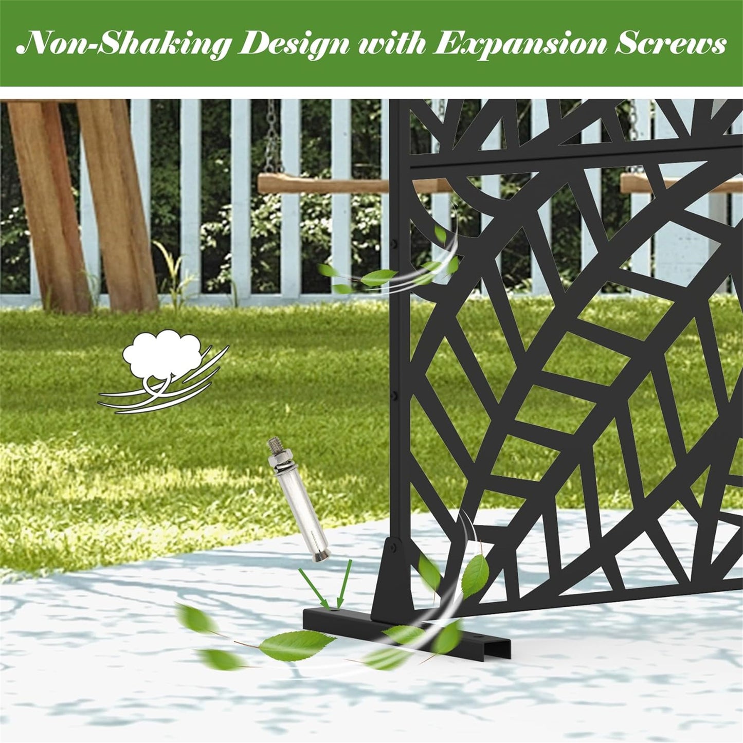 Metal Privacy Screen, Freestanding Outdoor Indoor Divider, Decorative Privacy Screen Panels For Balcony Patio Garden, Leaf-Shaped