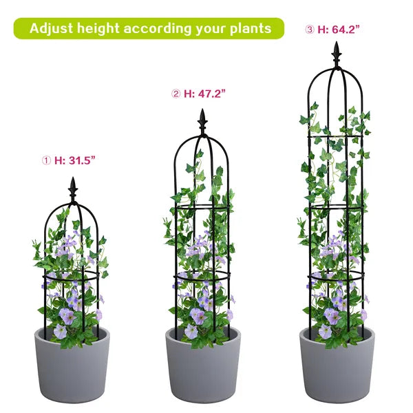 6.2ft Garden Obelisk Trellis Lightweight Rustproof Plastic Coated Metal Tall Tower Trellis Stand