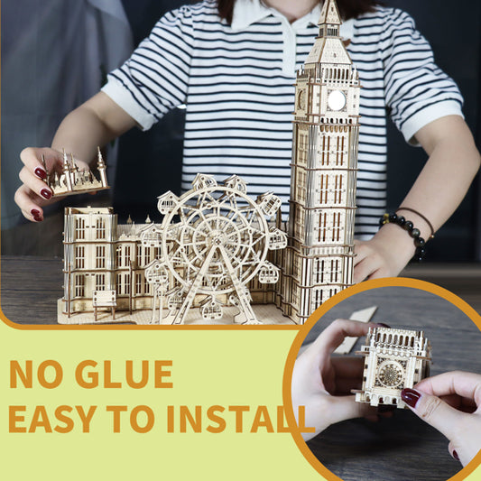 3D Wooden Puzzle Big Ben Model Kits Desktop Clock DIY Building Blocks Creative Gift Home Decor For Family Unique Christmas Gift