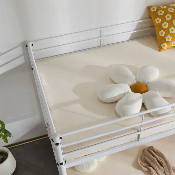 Twin Size Metal Bunk Bed For Kids Teens Adults, Heavy Duty Metal Bunk Bed With Ladder & Full-Length Guard Rail, White