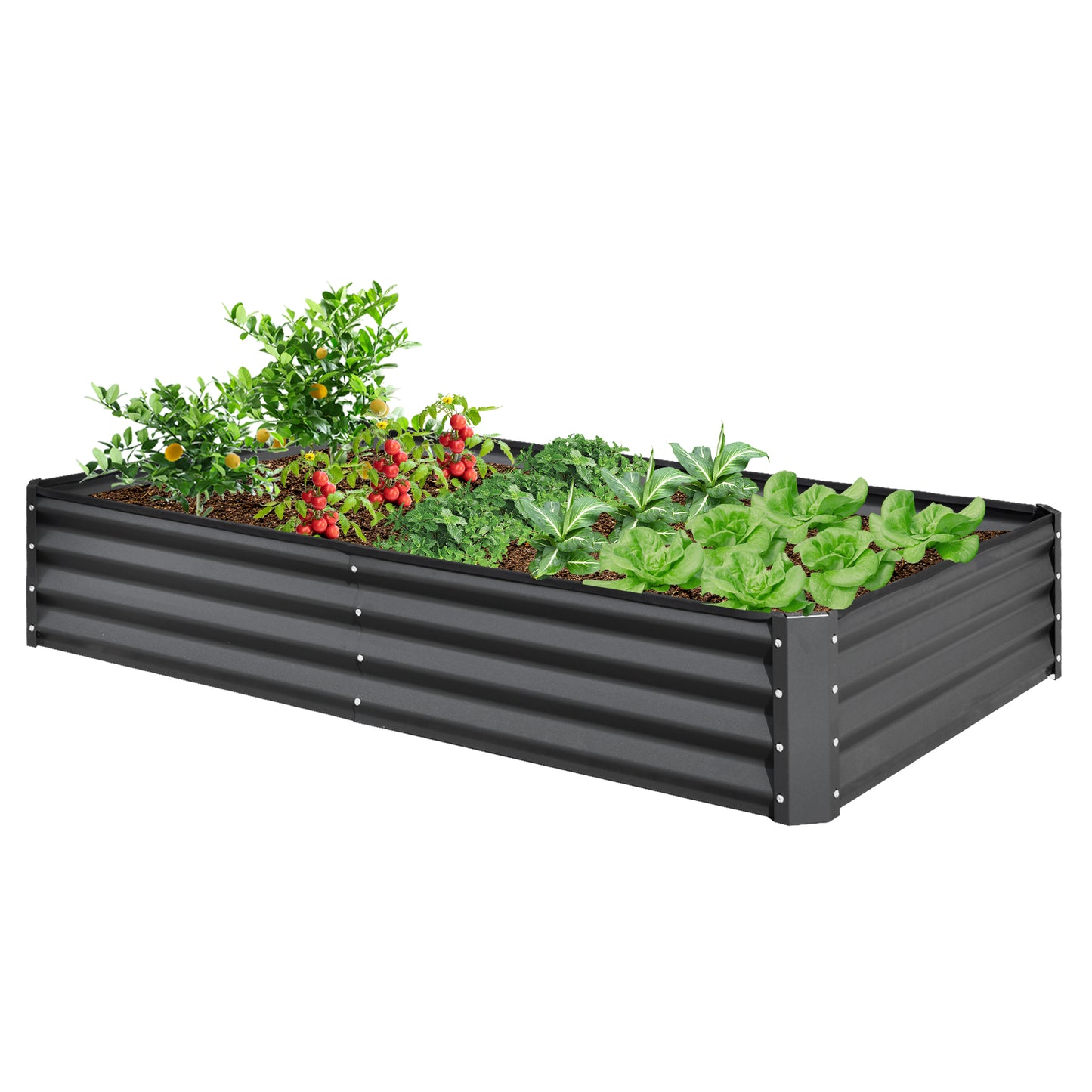 8x4x1 Ft Galvanized Raised Garden Bed, Outdoor Planter Garden Boxes Large Metal Planter Box For Gardening Vegetables Fruits Flowers, Gray