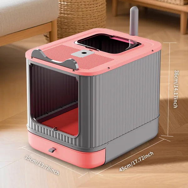Elevated Leak Proof Elf Pink Cat Litter Box, Made Of Sturdy And Durable Materials, Also Suitable For Multi Cat Households