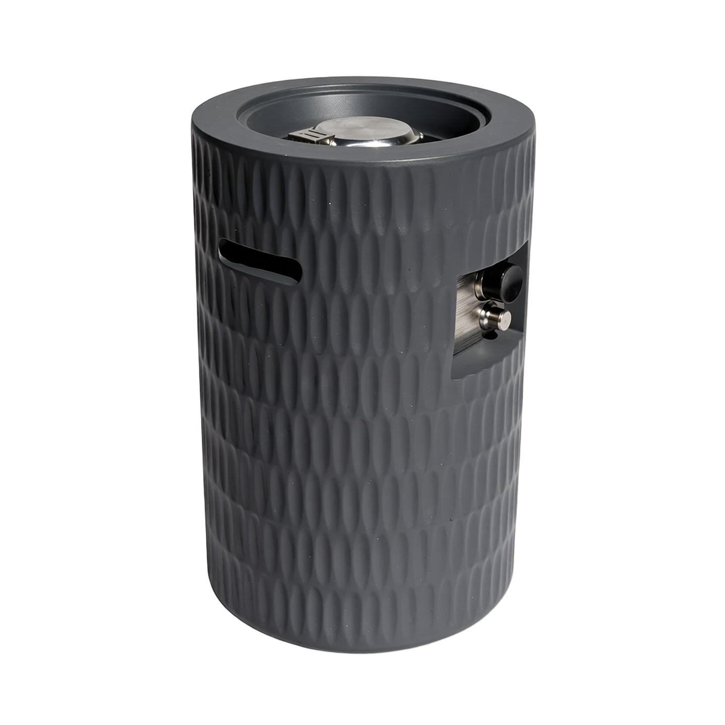 26 Propane Fire Pit Outdoor Gas Patio Fire Pit 40000 BTU Cylindrical Concrete Fire Pit With Hidden 20lb Tank Storage,Modern Textured Fire Column,Includes Lava Rocks &Waterproof Cover  Dark Grey