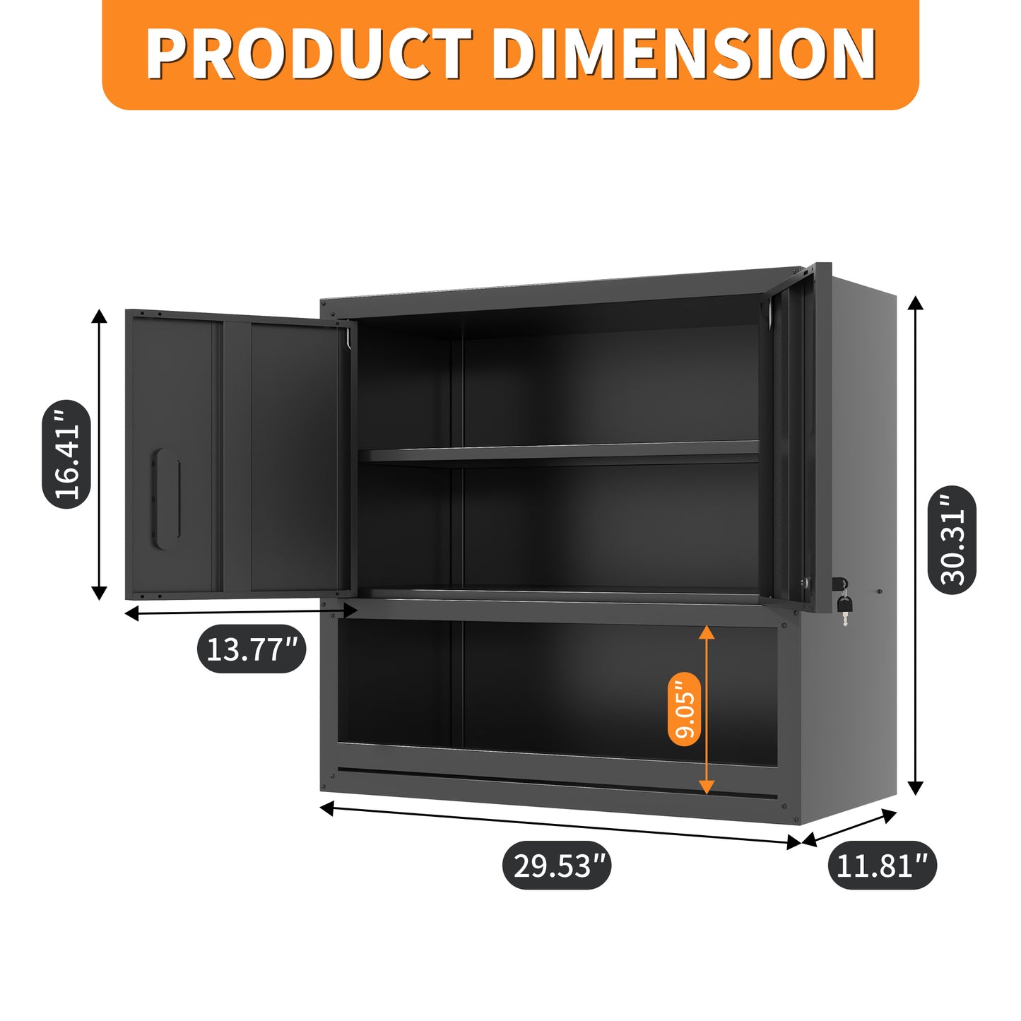 Metal Wall-Mounted Tool Storage Cabinet With Locking Door And 1 Shelf 1 Opened Drawer For Garage Warehouse,Office,Assembly Required