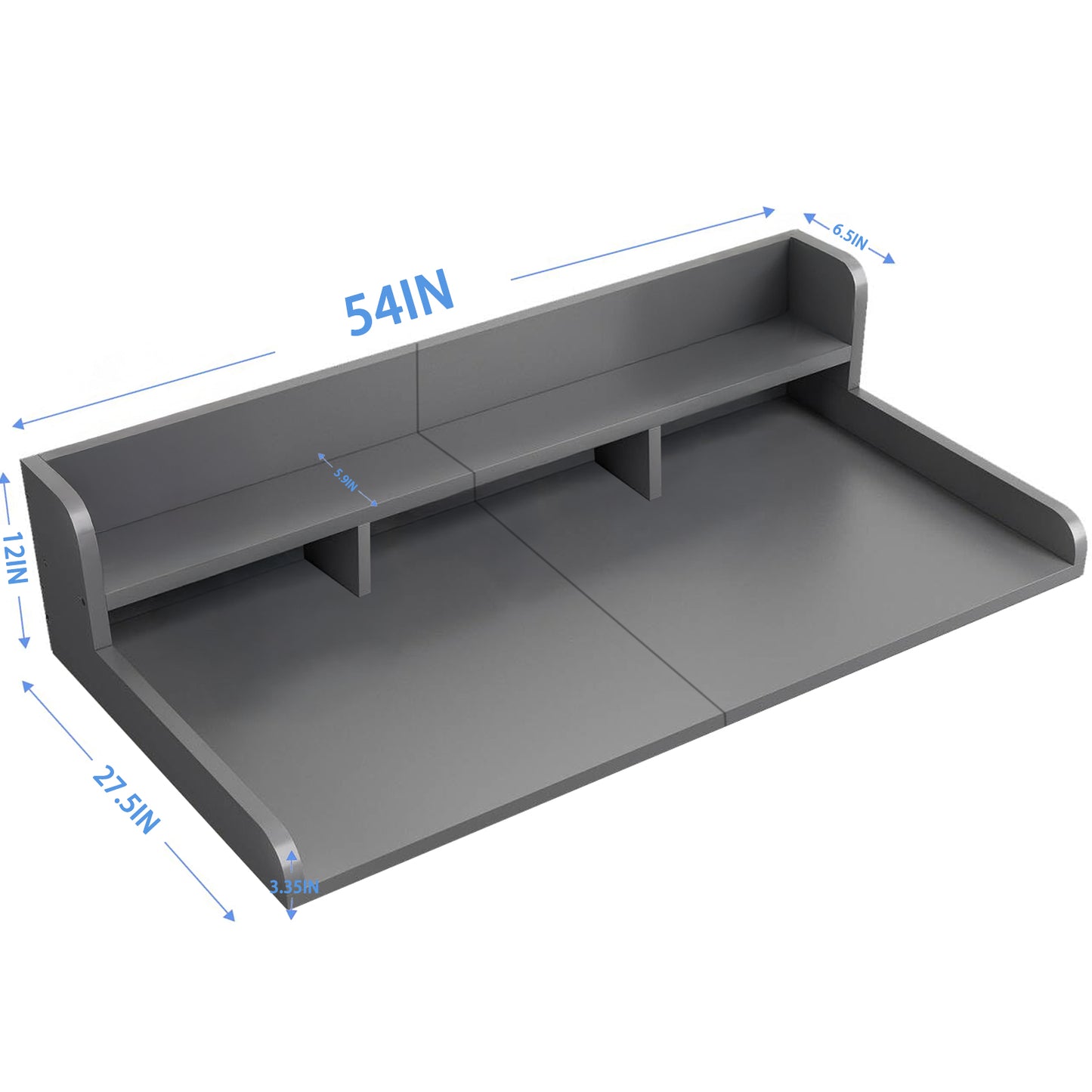 Washer Dryer Countertop With Non-slip Pads, Laundry Wood Shelf Topper With Edge, 54 Width X 27.5 Depth Double Layer Organizer For Washer And Dryer Laundry Hamper Counter Storage Organization GRAY