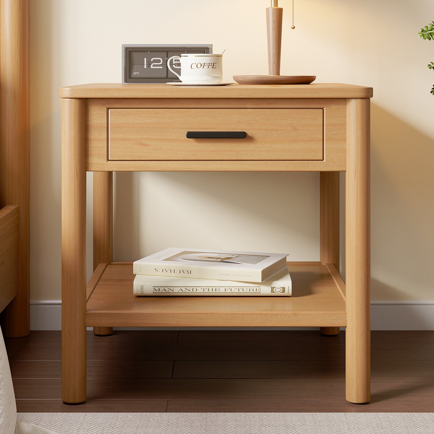 END TABLE K D WITH 1 DRAWER,NATURAL COLOR