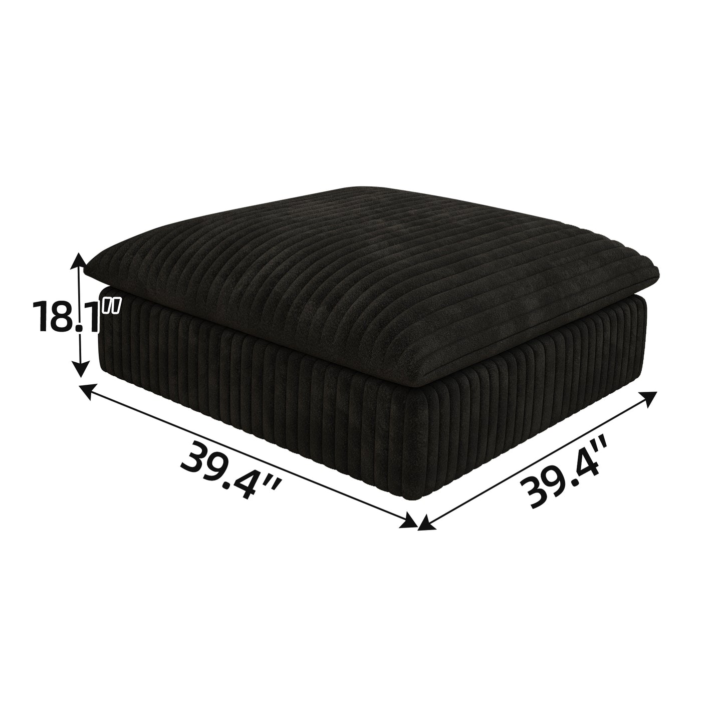 Cloud Sofa,Corduroy Fabric,Deep Seat Couches,Double-layer Design,Removable Cushion,No Assembly, DIY Combination For Living Room, Bedroom,Conference Room ,Apartment,Black