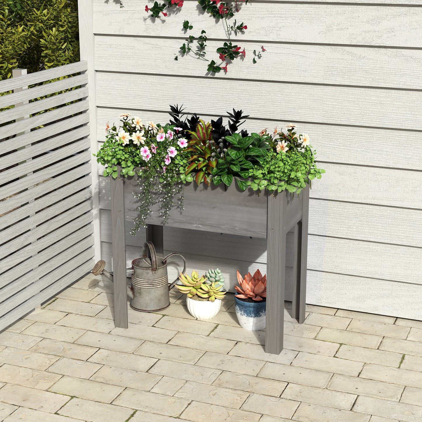 31x31x16 Inch Raised Garden Bed With Legs, Elevated Wooden Planter Box For Outdoor Plants Flowers Fruits Vegetable Herb Growing