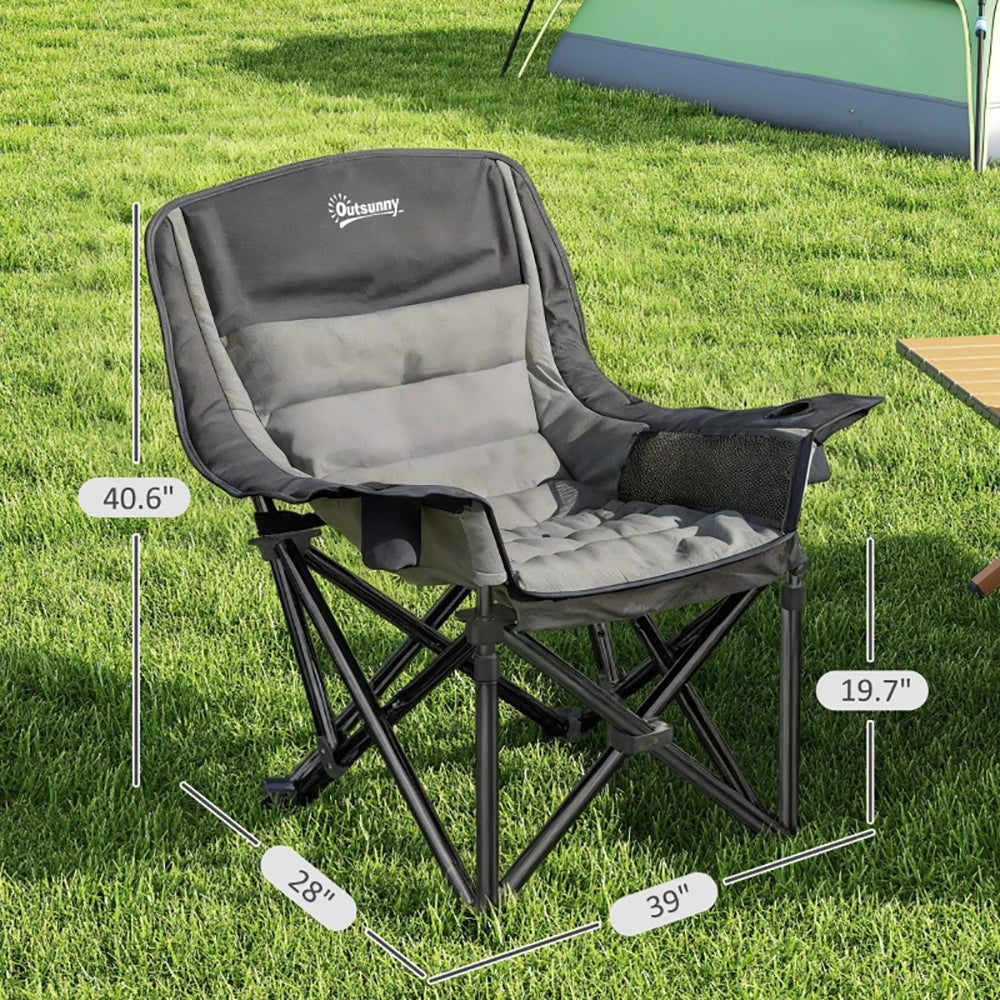 Camping Chair Tear-resistant Oxford Fabric For Adults Robust Metal, Portable Folding Camping Chair With Side Pockets, Cup Holders, Carry Bag