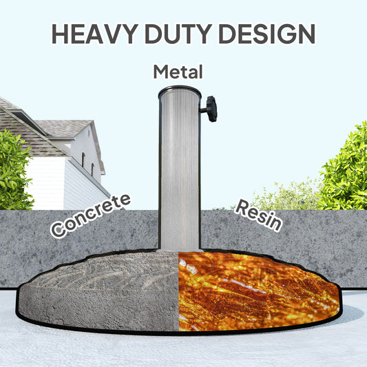 19" Patio Umbrella Base, 26 Lbs Concrete Heavy Duty Umbrella Stand, Round Patio Umbrella Holder For 1.5"/1.9" Umbrella Poles For Outdoor, Lawn, Poolside, Bronze