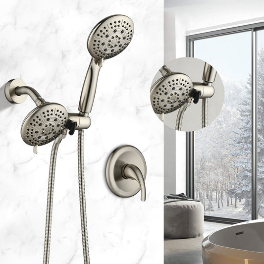 Classic High Pressure Single Handle 6-Spray Patterns Rain Shower Head With Handheld Shower  Valve Included